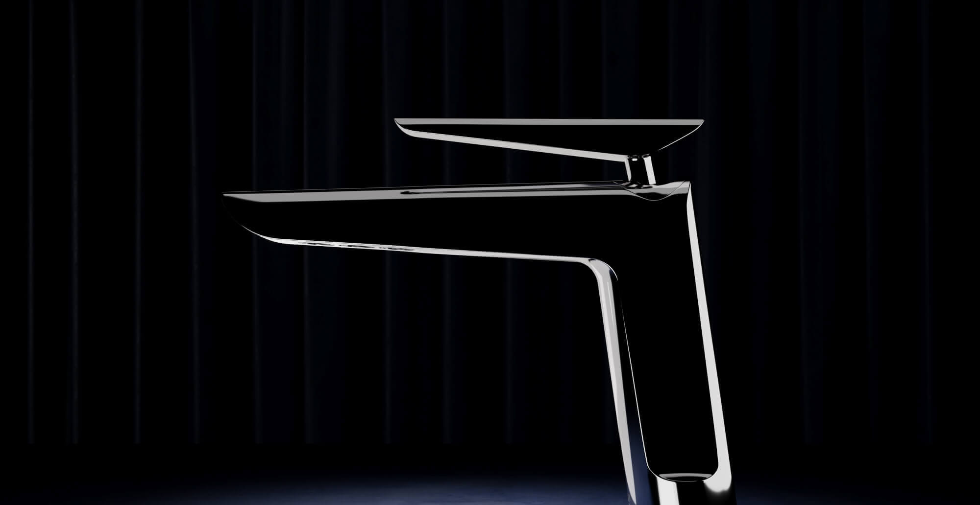 a faucet in a dark room
