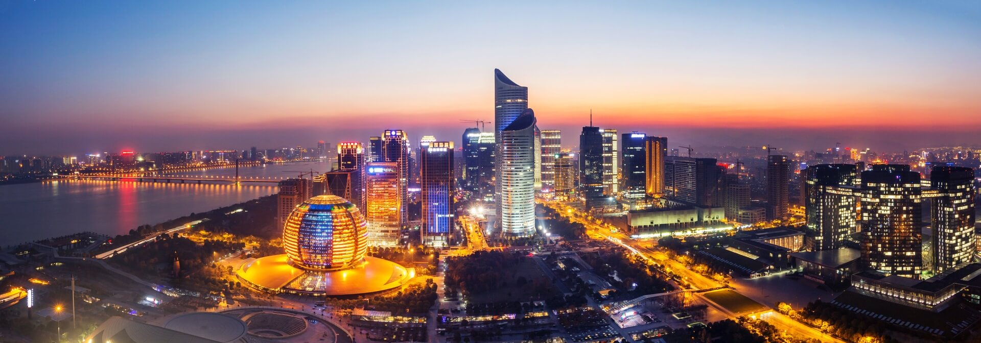 Hangzhou skyline at dusk — home of Blink's China studio